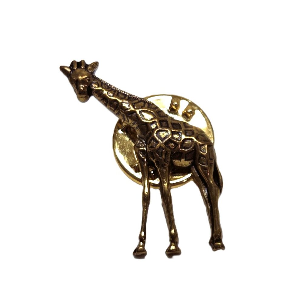 Vintage Ballou Enamel Giraffe Pin Gold Tone Lapel 1" Pinback Brooch Jewelry